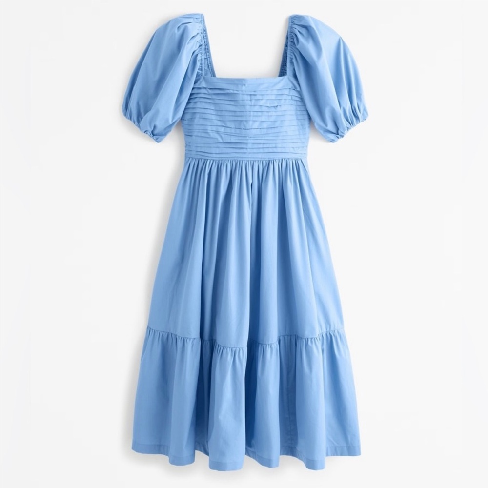 Abercrombie & Fitch | NWT Emerson Poplin Puff Sleeve Midi Dress Linen Blend